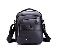 Echtes Leder Umhängetasche,Lässige Mode Crossbody Tasche,Wasserdicht Verschleißfest Multifunktionale Outdoor-Rucksack,Geeignet für Männer und Frauen Vintage Business Travel,Kleine Schulranzen,Schwarz