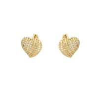 Echtes Ohrringe Gold Au 375/585/750, Hohl Herz Creole 9K/14K/18K Gelbgold