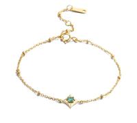 Echtgold Schmuck 9K/14K/18K Gold Armband mit Lab Smaragd, Zart Stern Form