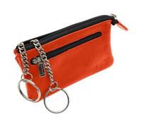 Echtleder Schlüsseletui mit Reißverschluss - Handgemachte Schlüsseltasche aus Leder für Damen & Herren - Schlüsselmäppchen mit Schlüsselring & Münzfach - Orange