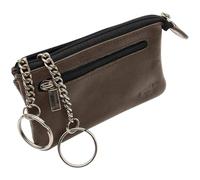 Echtleder Schlüsseletui mit Reißverschluss - Handgemachte Schlüsseltasche aus Leder für Damen & Herren - Schlüsselmäppchen mit Schlüsselring & Münzfach - Dunkel Braun