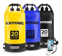 ECHTPower Dry Bag 20L, wasserdichte Tasche Handytasche Packsack mit Verstellbarer Schultergurt Reflektorstreife, Wasserdichter Beutel/Sack für Schwimmen, Boot, Kanu, Stand Up Paddling, Blau