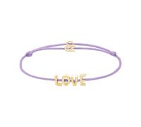 Echtzeit Armband Puffy Love Letters - 21 cm, lila/gold - verstellbares Stoffarmband mit Buchstaben aus Edelstahl - 14K vergoldet - wasserfest & hautfreundlich