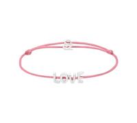 Echtzeit Armband Puffy Love Letters - 21 cm, rosa/silber - verstellbares Stoffarmband mit Buchstaben aus Edelstahl - wasserfester & hautfreundlicher Schmuck