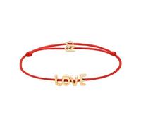 Echtzeit Armband Puffy Love Letters - 21 cm, rot/gold - verstellbares Stoffarmband mit Buchstaben aus Edelstahl - 14K vergoldet - wasserfest & hautfreundlich