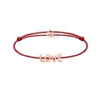 Echtzeit Armband Puffy Love Letters - 21 cm, rot/rosé - verstellbares Stoffarmband mit Buchstaben aus Edelstahl - 14K vergoldet - wasserfest & hautfreundlich