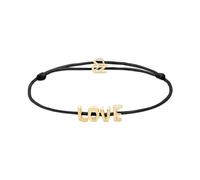 Echtzeit Armband Puffy Love Letters - 21 cm, schwarz/gold - verstellbares Stoffarmband mit Buchstaben aus Edelstahl - 14K vergoldet - wasserfest & hautfreundlich