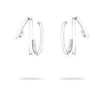 Echtzeit Creole Modern Lines - 2,2 cm, silber - moderne 3in1-Ohrringe aus glänzendem Edelstahl - zeitlos & elegant - wasserfester & hautfreundlicher Schmuck für Damen