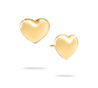 Echtzeit Ohrstecker Puffy Heart - 1,1 cm, gold - kleine Ohrringe aus Edelstahl in Herzform - 14 Karat Vergoldung - wasserfester & hautfreundlicher Schmuck für Damen