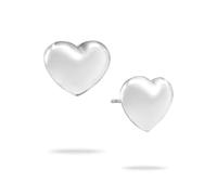 Echtzeit Ohrstecker Puffy Heart - 1,1 cm, silber - kleine Ohrringe aus Edelstahl in Herzform - feminin & romantisch - wasserfester & hautfreundlicher Schmuck für Damen