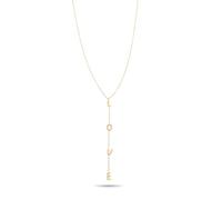 Echtzeit Y-Halskette Love Letters - 47 cm, gold - Edelstahl mit 14 Karat Vergoldung - wasserfester & hautfreundlicher Schmuck - verstellbare Kette mit Buchstaben