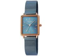 Eckige Damenuhr Gold Silber Schwarz | Armbanduhr Damen eckiges Zifferblatt elegant | Damenarmbanduhr eckig Quarz - Girls Watch Geschenk Frauen (Blau/Rosegold)