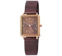 Eckige Damenuhr Gold Silber Schwarz | Armbanduhr Damen eckiges Zifferblatt elegant | Damenarmbanduhr eckig Quarz - Girls Watch Geschenk Frauen (Rot/Rosegold)