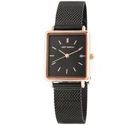Eckige Damenuhr Gold Silber Schwarz | Armbanduhr Damen eckiges Zifferblatt elegant | Damenarmbanduhr eckig Quarz - Girls Watch Geschenk Frauen (Schwarz/Rosegold)