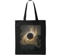 Eclipse of the sun cosmic sun rays art Natural Ecological Cotton Tote Bag Black