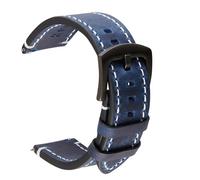 EcLusE Handgefertigtes Vintage-Uhrenarmband aus Crazy Horse-Leder, Schnellverschluss, Uhrenarmbänder, Uhrenzubehör, Armbanduhrenarmband,Blau,22mm