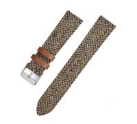 EcLusE Uhrenarmband aus echtem Leder und Nylon, Vintage-Geflechtarmband, Herren- und Damenarmband mit Schnellverschluss,Khaki,20mm