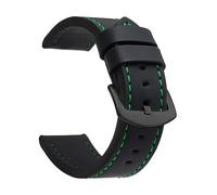 EcLusE Vintage-Uhrenarmband aus Leder mit Edelstahlschnalle, Schnellverschluss-Ersatzarmband für Damen und Herren, Schwarz Grün Schwarz, 20 mm