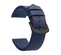 EcLusE Vintage-Uhrenarmband aus Leder mit Edelstahlschnalle, Schnellverschluss-Ersatzarmband für Damen und Herren, Blau Rot Schwarz, 22 mm