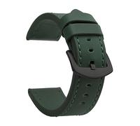 EcLusE Vintage-Uhrenarmband aus Leder mit Edelstahlschnalle, Schnellverschluss-Ersatzarmband für Damen und Herren, Armeegrün Schwarz, 22 mm