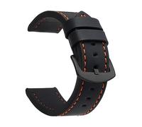EcLusE Vintage-Uhrenarmband aus Leder mit Edelstahlschnalle, Schnellverschluss-Ersatzarmband für Damen und Herren, Schwarz Orange Schwarz, 20 mm
