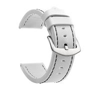 EcLusE Vintage-Uhrenarmband aus Leder mit Edelstahlschnalle, Schnellverschluss-Ersatzarmband für Damen und Herren, Weiß Schwarz Silber, 20 mm