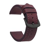 EcLusE Vintage-Uhrenarmband aus Leder mit Edelstahlschnalle, Schnellverschluss-Ersatzarmband für Damen und Herren, Bronzeschwarz, 22 mm