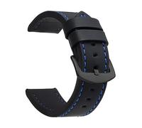 EcLusE Vintage-Uhrenarmband aus Leder mit Edelstahlschnalle, Schnellverschluss-Ersatzarmband für Damen und Herren, Schwarz Blau Schwarz, 24 mm