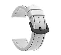 EcLusE Vintage-Uhrenarmband aus Leder mit Edelstahlschnalle, Schnellverschluss-Ersatzarmband für Damen und Herren, Weiß Schwarz Schwarz, 24 mm