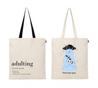 Eco Right Aesthetic Canvas Tote Bag for Women, Cute, Trendy and Reusable, Cotton Bags for School, Shopping, Gym, Library and Beach, Perfect for Groceries