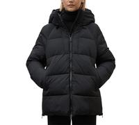 ECOALF Steppjacke für den Winter mit Kapuze, schwarz, langes Design, Reißverschluss, Schwarz , 38