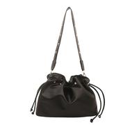 EcoGleam Damen-Umhängetasche aus PU-Leder | EcoGleam Beuteltasche mit Kordelzug, PU-Leder, große Kapazität, Metallniete, Umhängetasche