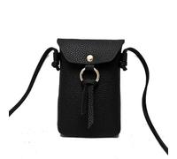 EcoGleam Mini-Handy-Geldbörse, weiche Hasp-Umhängetasche, lässiges PU für Damen (schwarzer Stil 1)