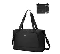 ECOHUB Faltbare Reisetasche Handgepäck, Untersitz Handgepäck Tasche für Flugzeug, Recyceltes PET Weekender Damen Mit Abnehmbar Nass-Tasche, 30L Easyjet handgepäck 45x36x20(Schwarz)