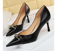 Ecoodisk Frauen Pumps Metallknopf Heels Frauen Schuhe Stiletto Bankett Schuhe zeigten High Heels großgröße 43-Black,39