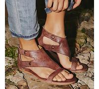 Ecoodisk Frauen Sandalen weiche Leder Flache Sandalen Schuhe Frauen Plus Größe Peep Toe Sommer Sandalen lässig Gladiator Strand Sandalias Mujer