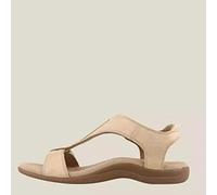 Ecoodisk Sommersandalen für Frauen Keile Schuhe orthopädische leichte Solid Comfort Ladies Strand Sandalien-beige,40