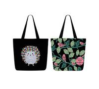 Ecoright Shoulder Bag, Canvas Shopper Bag, Casual Handbag, Large Shoulder Bag with Inner Pocket for School, Work Bag, Women's Bag, Sparrow Natural & Black, Utility