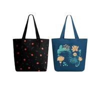 Ecoright Shoulder Bag, Canvas Shopper Bag, Casual Handbag, Large Shoulder Bag with Inner Pocket for School, Work Bag, Women's Bag, Sparrow Natural & Black, Utility