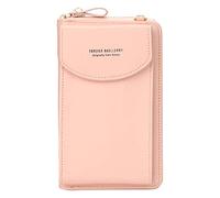 Ecosway Geldbörse für Damen, große Kartenfächer, Handtasche, einfarbig, diagonale Tasche, Multifunktions-Clutch mit Reißverschlusstasche, hellrosa (Pink) - EB020200506A