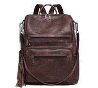 ECOTISH Damen-Rucksack veganem Leder Groß Stylisch Frauen Designer Schultertasche Reiserucksack mit Quaste Cityrucksack Rucksacktasche (coffee)
