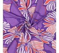 EcoVero Viskosestoff Blumen Lila - nachhaltiger Stoff Meterware 138 cm breit - Viskose Bekleidungsstoff für Kleid, Bluse, Rock, Hose - weich & pflegeleicht