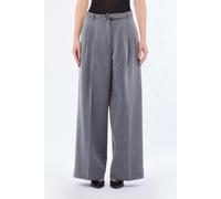 Liu Jo White Stoffhose mit weitem Bein und Bügelfalten in Mittelgrau Melange, Größe 40