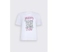 Liu Jo White Regular Fit T-Shirt aus reiner Baumwolle mit Strasssteinbesatz in Weiss, Größe S