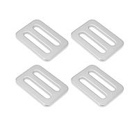 ECSiNG 4 Stück Edelstahl-Gurtband-Doppelloch-Schnallen, Schiebeschnallen, 35 x 25 x 2,8 mm, Innenloch 26 x 5 mm, für Rucksack, goldene Kleidung, Gepäckbefestigungen, silber, 35x25x2.8mm