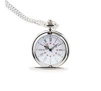 ECSiNG Klassische Quarz Taschenuhr Glatt poliert römische Ziffern mit dünner Kette für Männer Frauen Geburtstag Jahrestag Valentinstag Silber