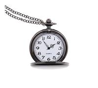 ECSiNG Vintage Quarz Taschenuhr Glatt Poliert Taschenuhr Klassische Taschenuhr mit Kette für Männer Frauen Geburtstag Jahrestag Tag Valentinstag, Schwarz , Vintage-Stil