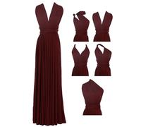 Edaydress Umwandelbares Maxikleid, vielseitig verwendbar, für Party, Hochzeit, Brautjungfer, lange Kleider, Qs74 Burgunderrot, Einheitsgröße