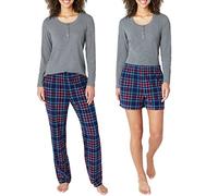 Eddie Bauer 3-teiliges Pyjama-Set für Damen, Waffelstrick, Grau, Größe XXL, Grau