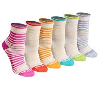 Eddie Bauer Damen Dura Dri Moisture Control 6 Paar Viertelsocken, Helle Streifen, sortiert (6 Paar), Medium